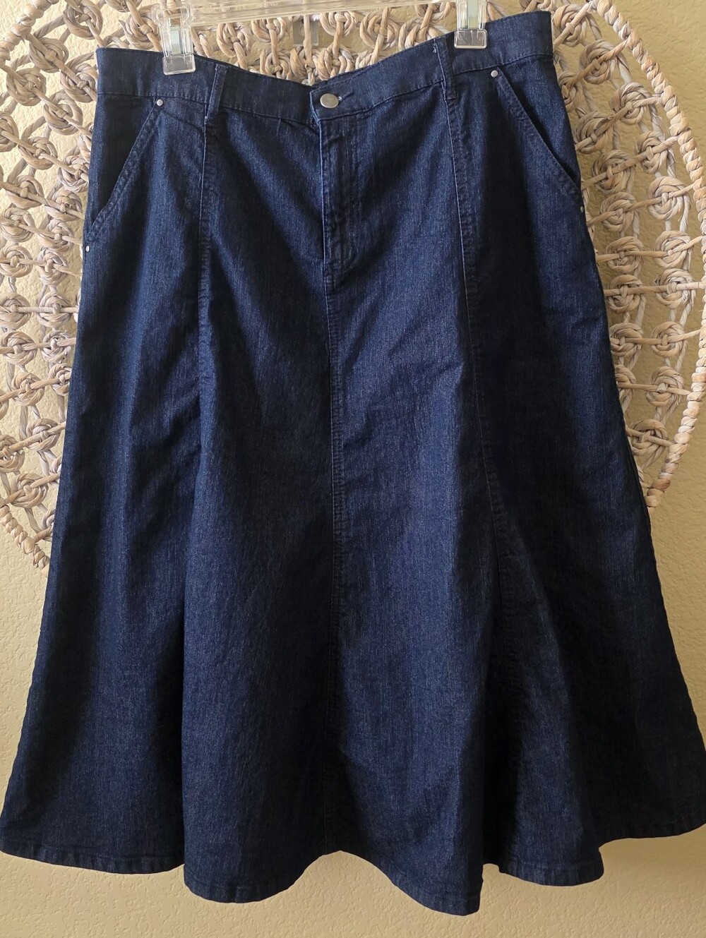 Southern Lady Denim A-Line Panel Skirt Size 8 Western Cowgirl Modest